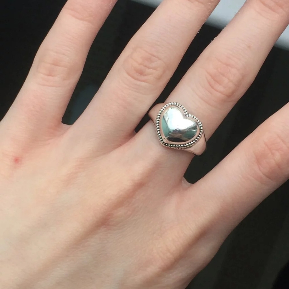NEW | 925 Sterling Silver Elevated Heart Adjustable Band Ring - Picture 2 of 9